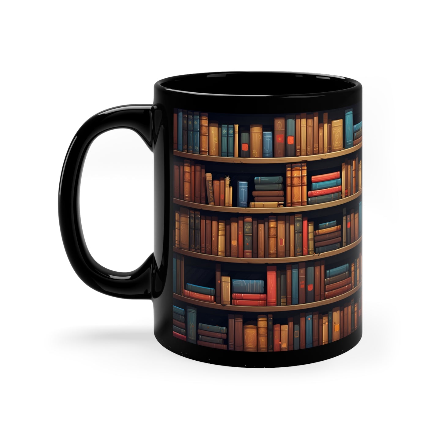 3D BookShelf Design 1 11oz Black Mug