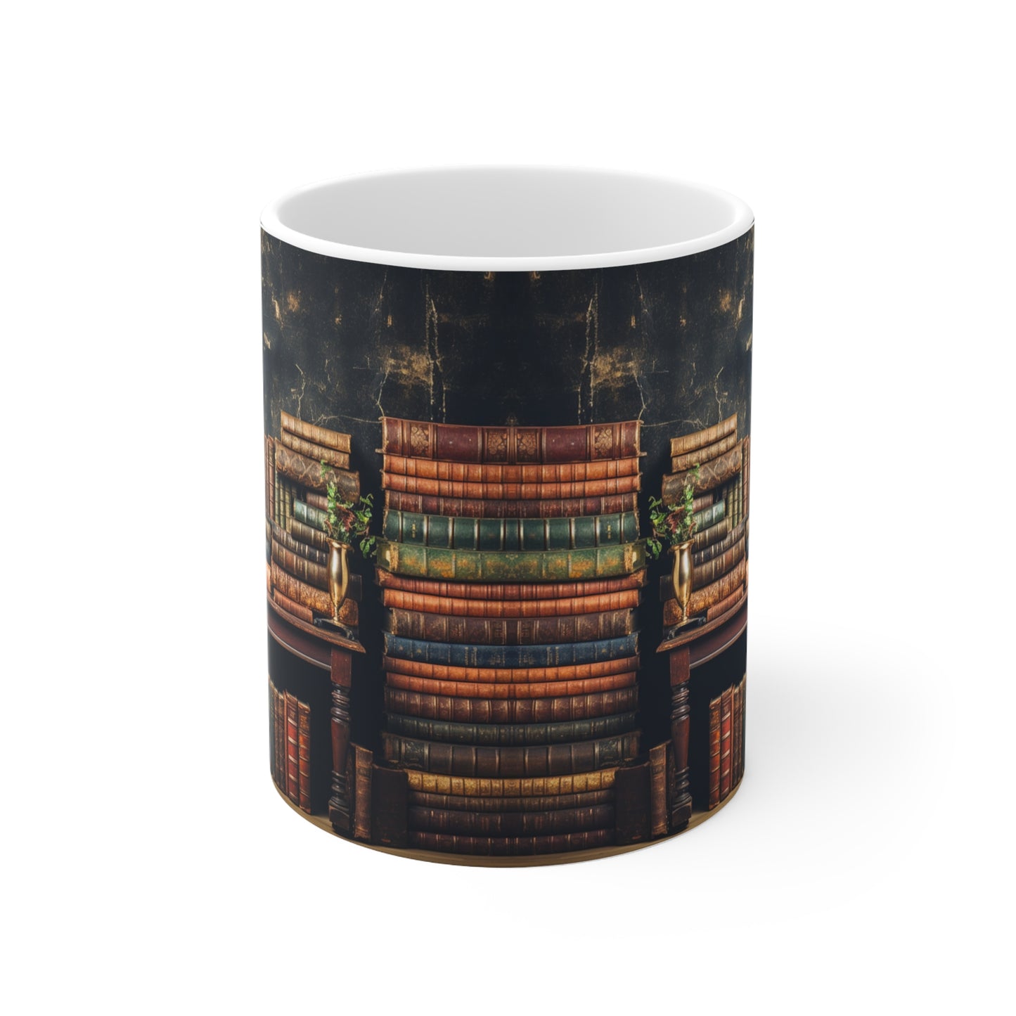 3D Bookshelf Ceramic white Mug 11oz