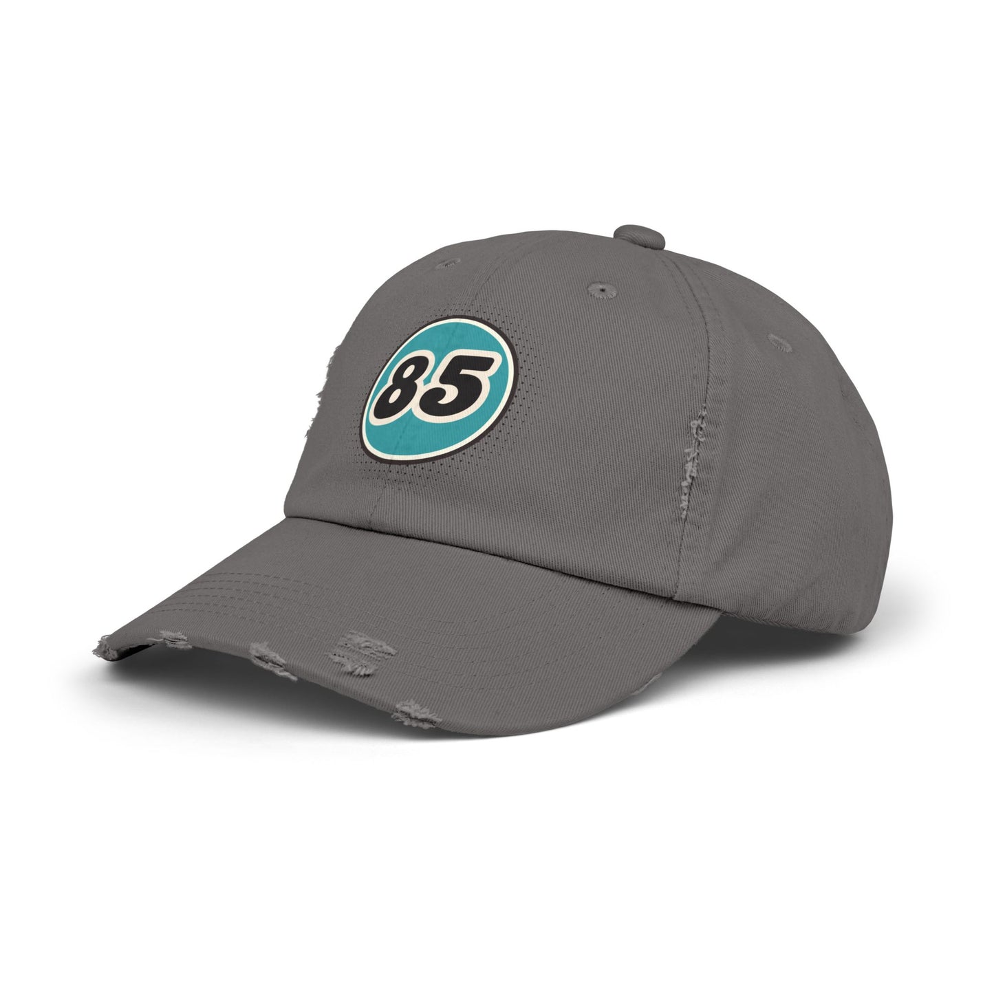 Retro 85 Distressed Black Baseball Dad Hat
