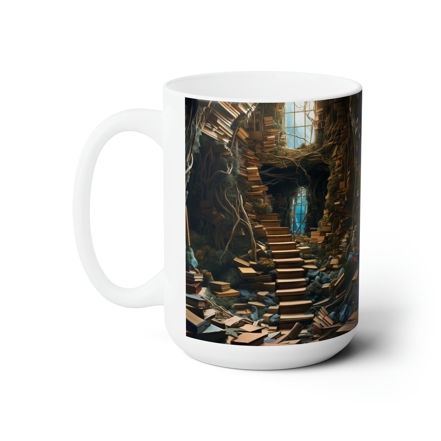 A Book piled 15oz White Mug