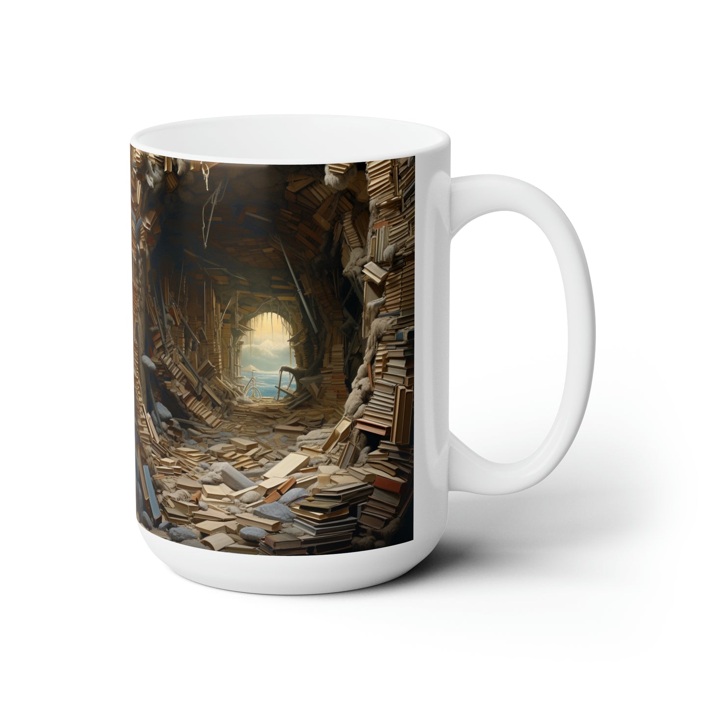 A Book piled 15oz White Mug