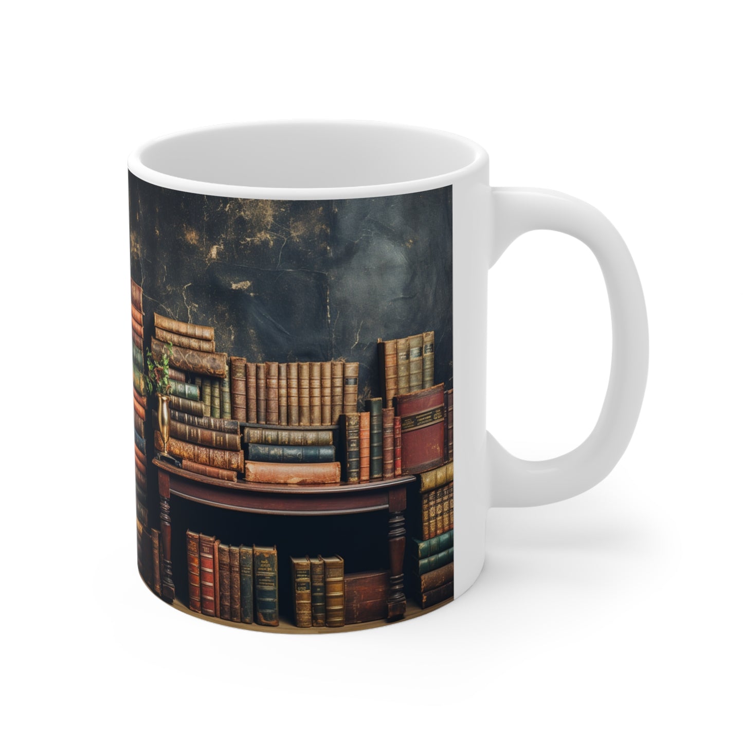 3D Bookshelf Ceramic white Mug 11oz