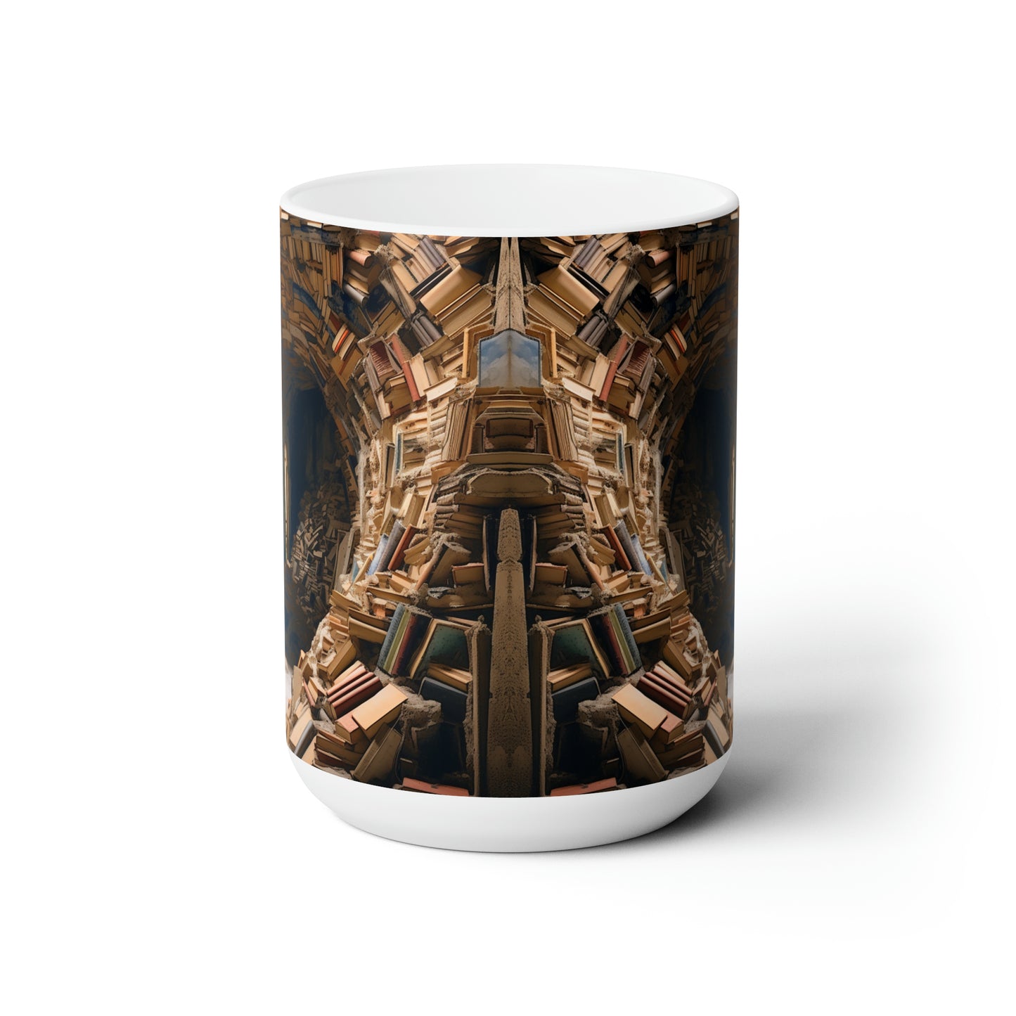 A Book piled 15oz White Mug