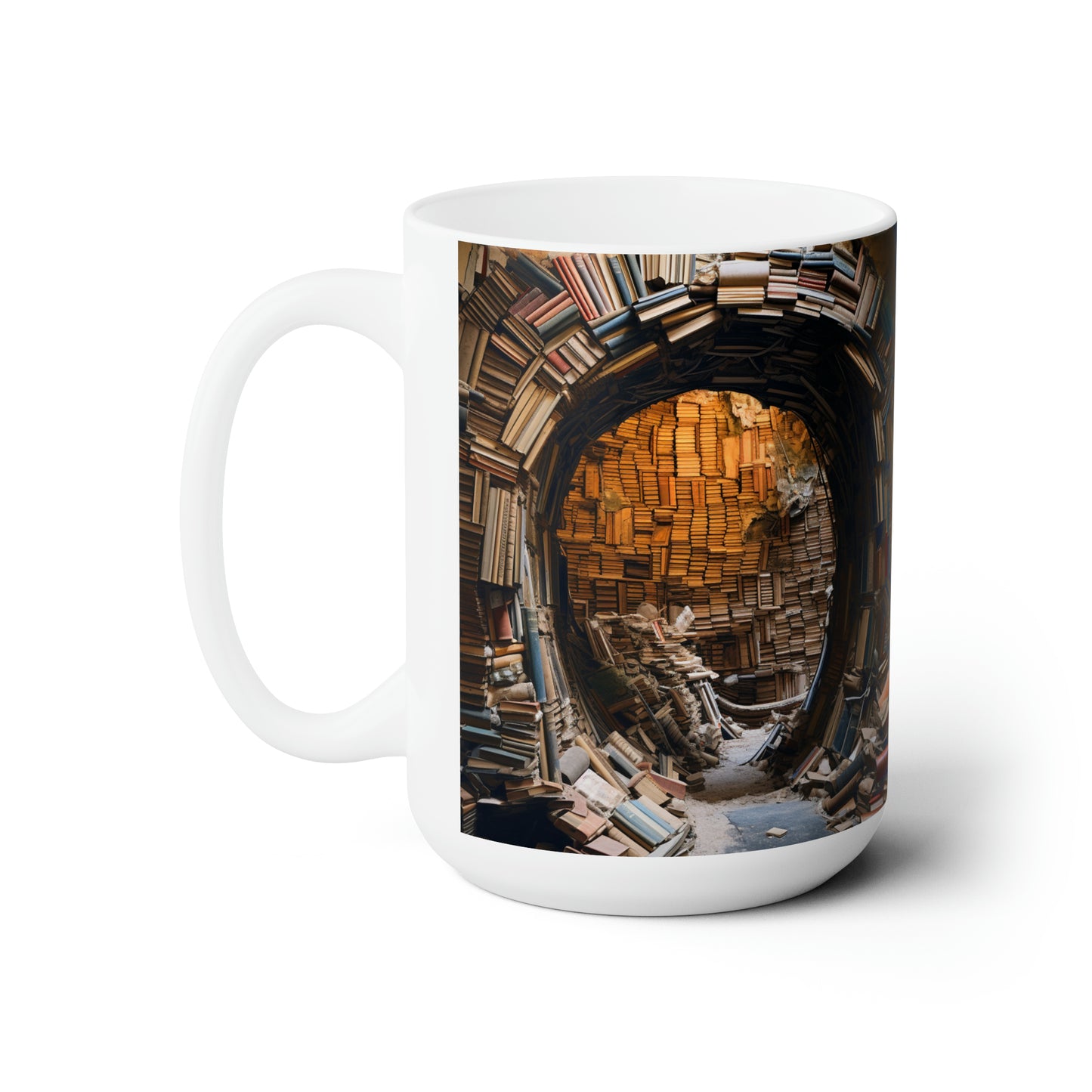 A Book piled 15oz White Mug