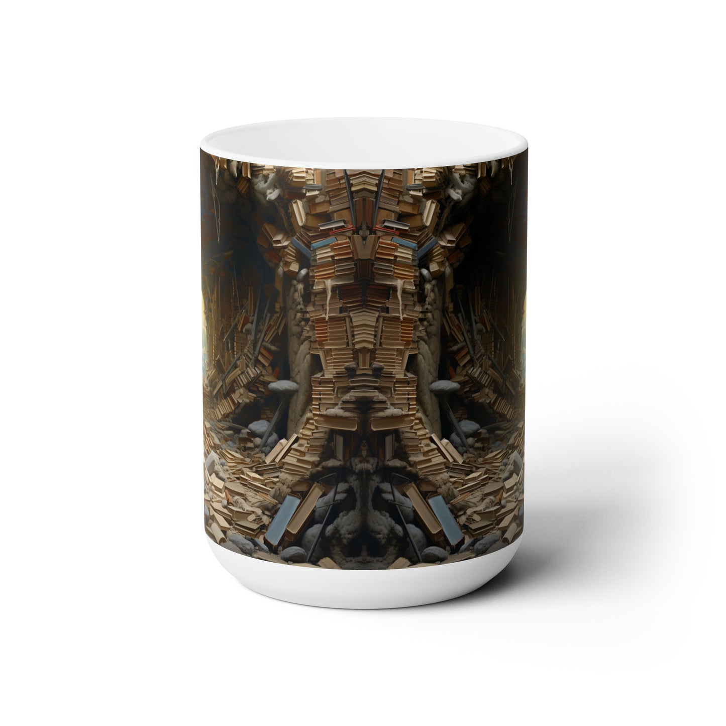 A Book piled 15oz White Mug