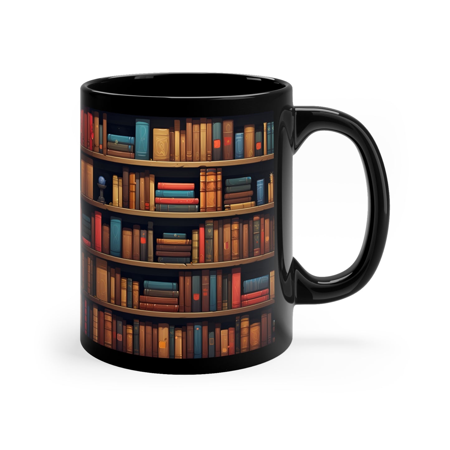 3D BookShelf Design 1 11oz Black Mug