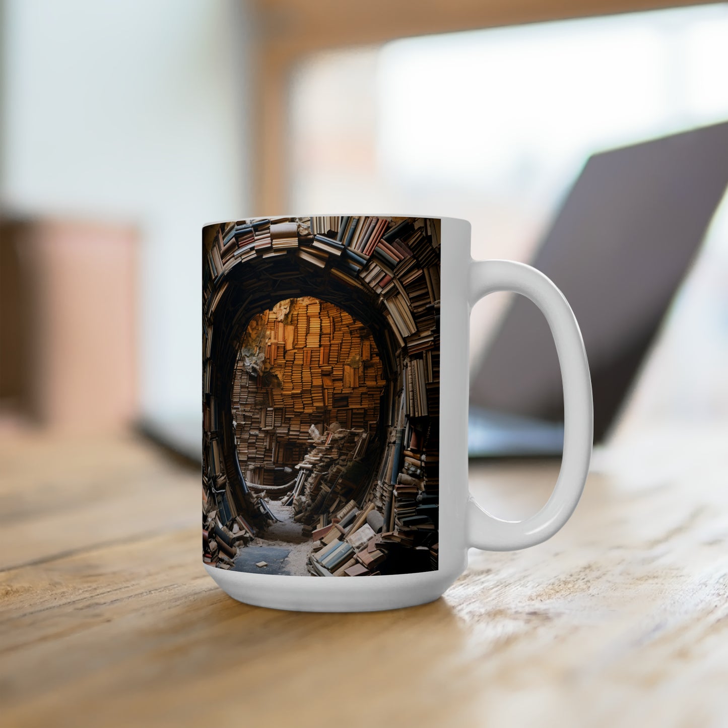 A Book piled 15oz White Mug