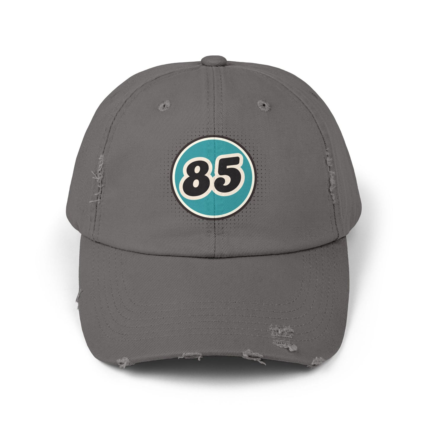 Retro 85 Distressed Black Baseball Dad Hat