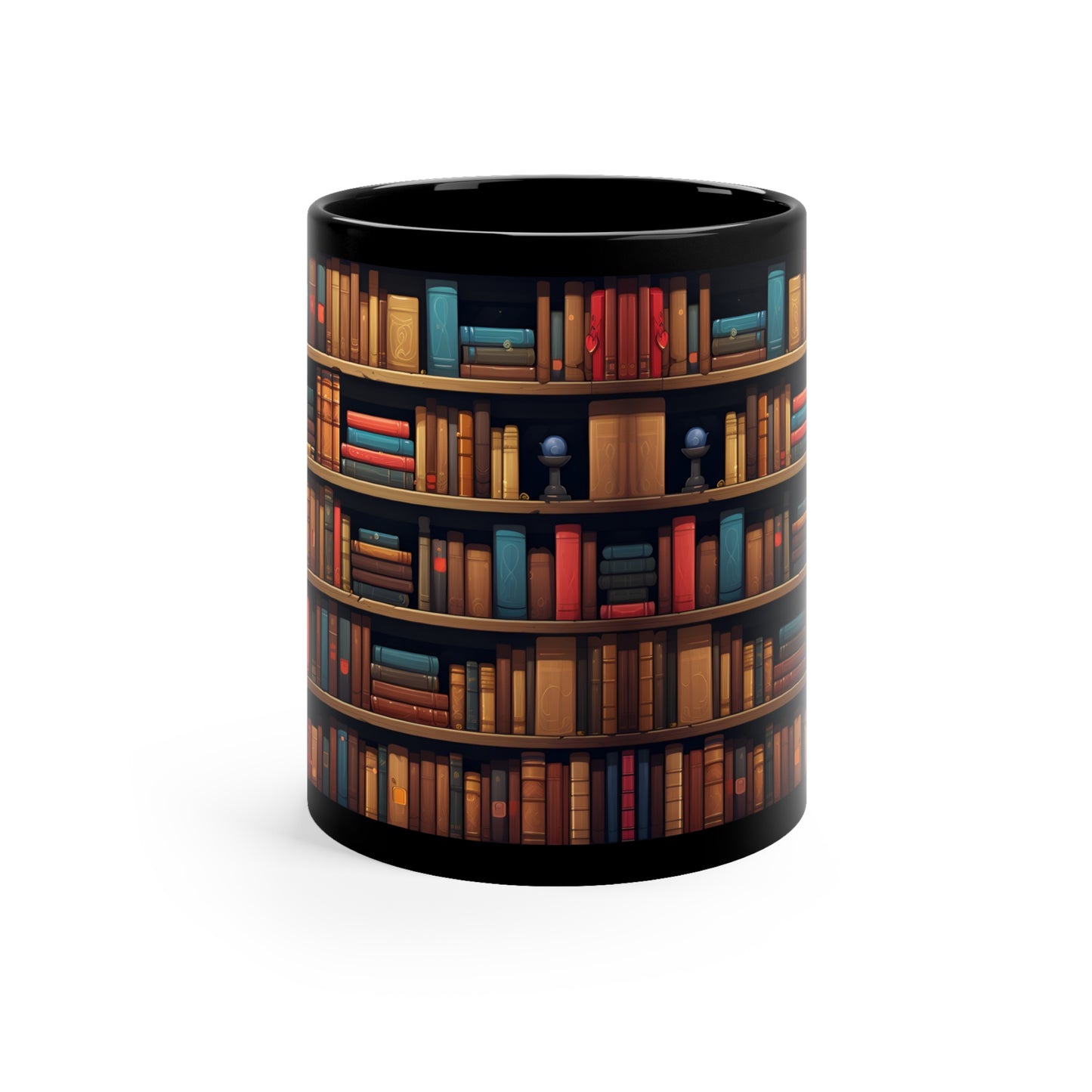 3D BookShelf Design 1 11oz Black Mug