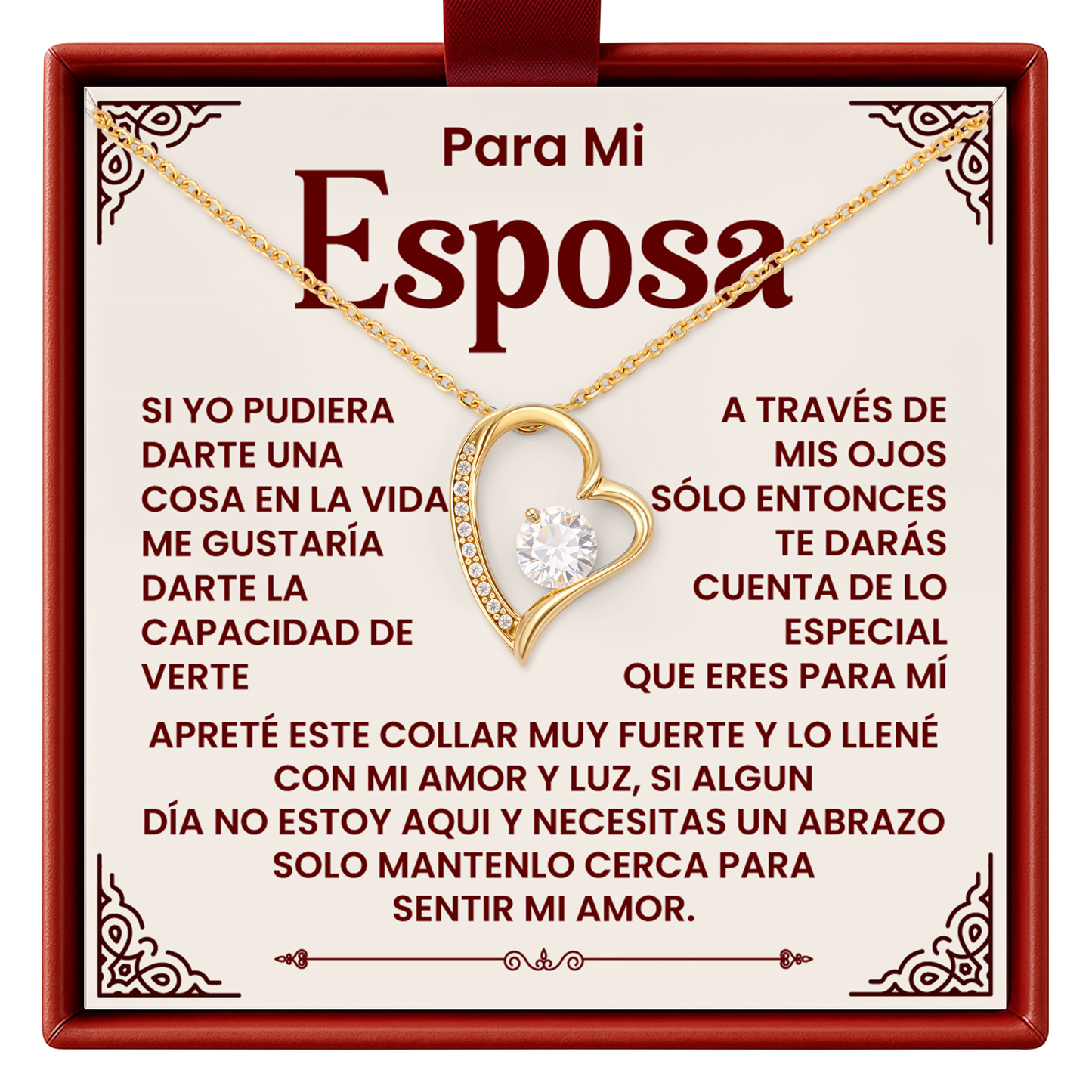 Collar Para Mi Esposa - Regalo Romántico Español con Mensaje de Amor
