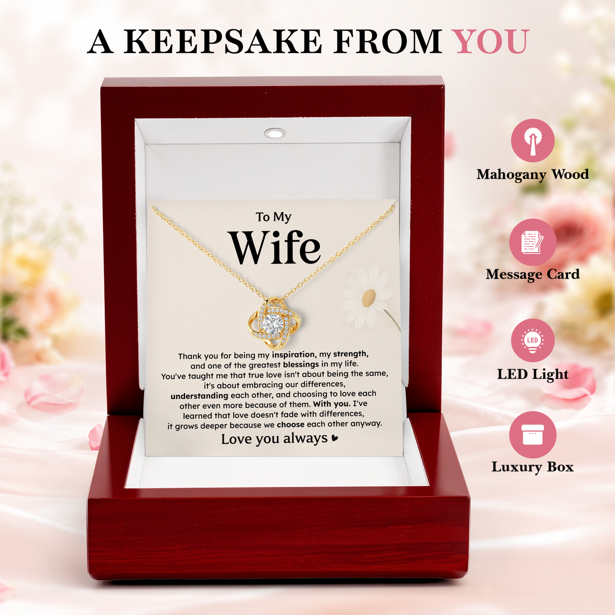 Love Knot Necklace for Wife from Husband Anniversary Gift