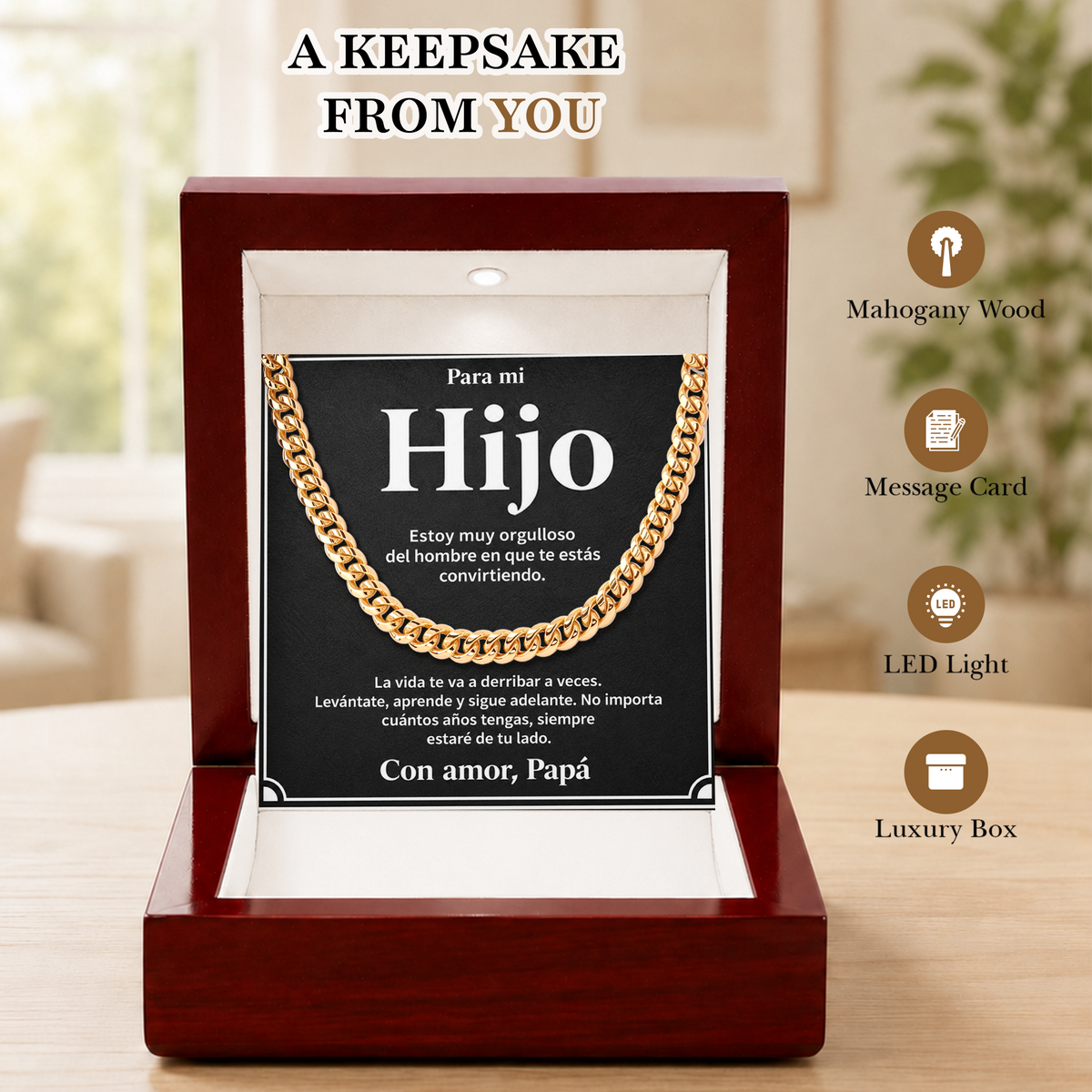 Para Mi Hijo Cuban Chain from Dad Graduation Gift for Son