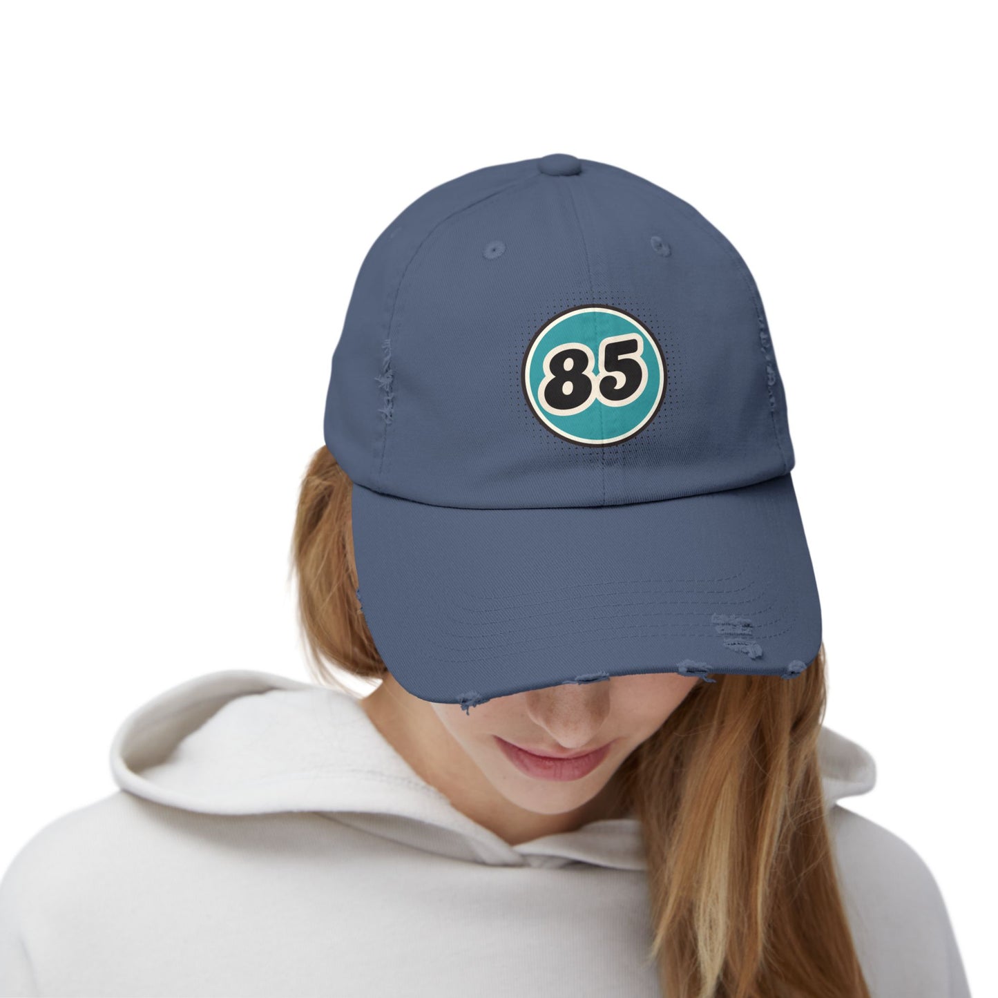 Retro 85 Distressed Black Baseball Dad Hat