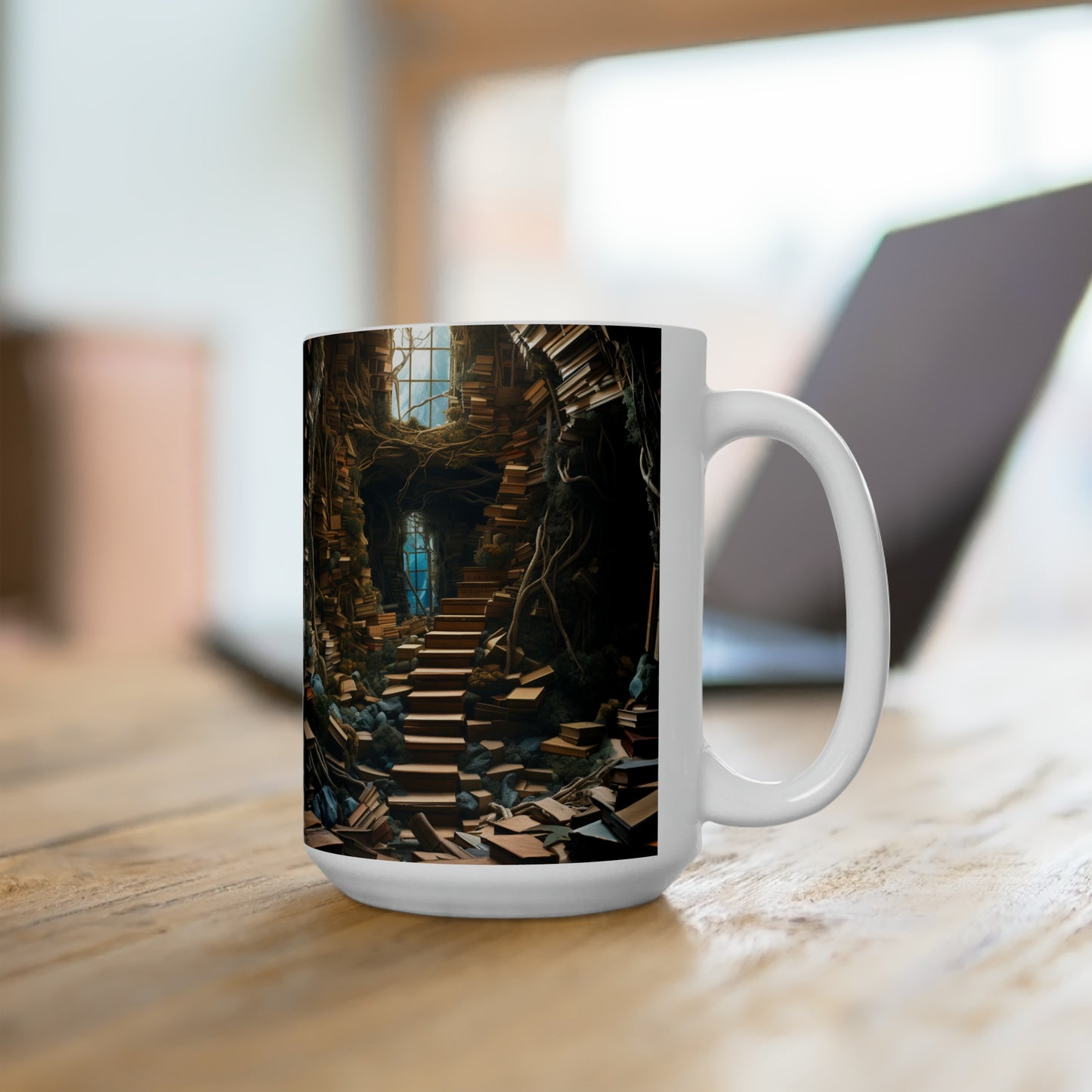 A Book piled 15oz White Mug