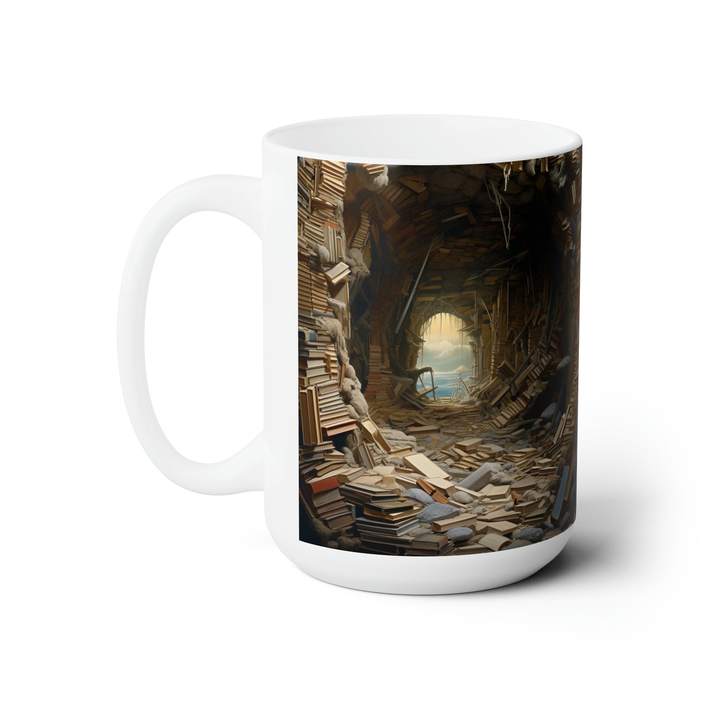 A Book piled 15oz White Mug