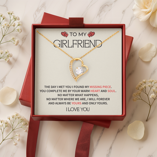 To My Girlfriend - Romantic Valentine's Necklace Gift with Message Card