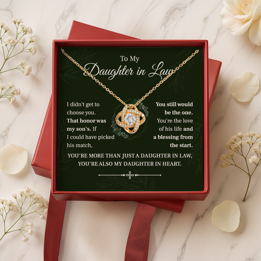 To My Daughter-in-law, More Than Family, Love Knot Gift Necklace Gift