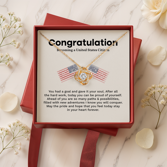 Congratulations on Becoming a United States Citizen Necklace