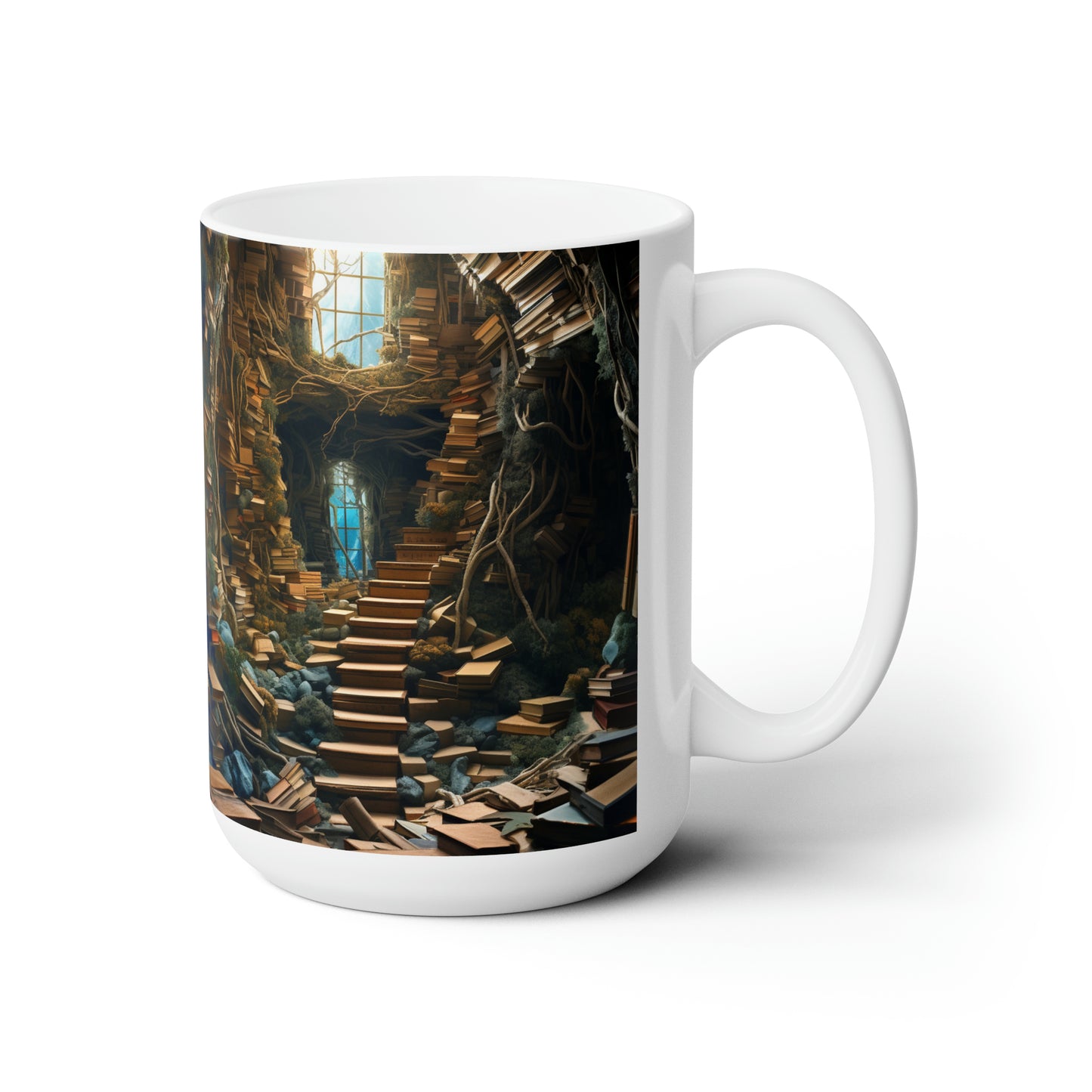 A Book piled 15oz White Mug