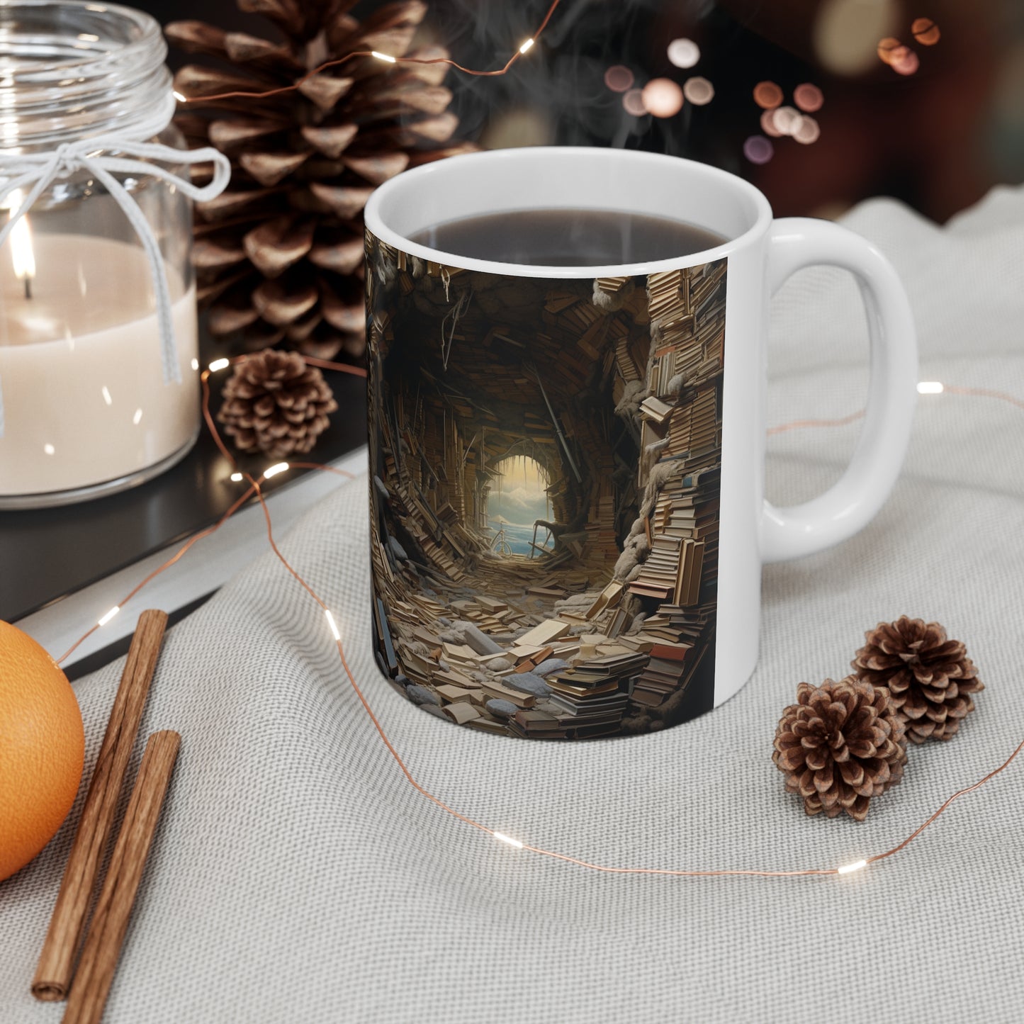 A Book piled 11oz White Mug