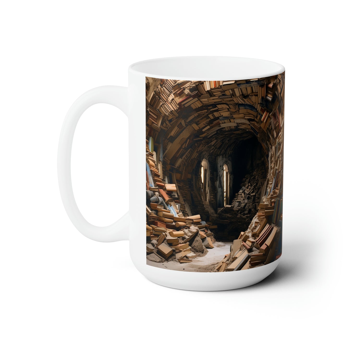 A Book piled 15oz White Mug