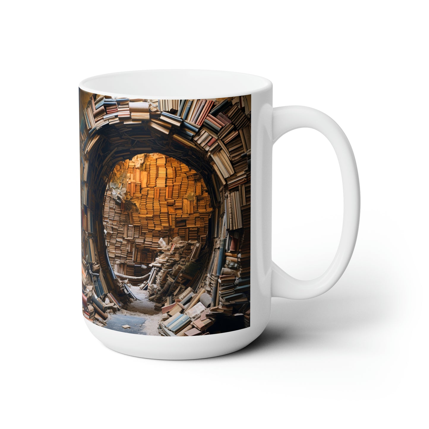 A Book piled 15oz White Mug