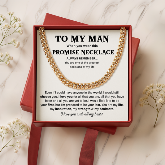 To My Man Promise Necklace, I Choose You Link Chain Gift