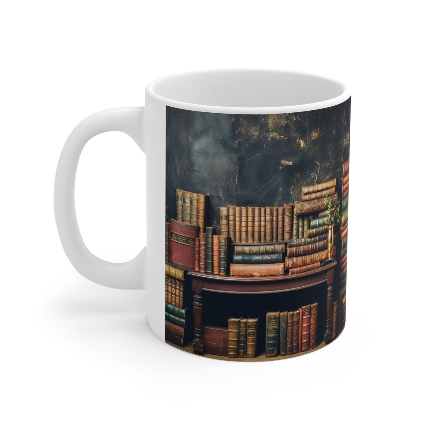 3D Bookshelf Ceramic white Mug 11oz