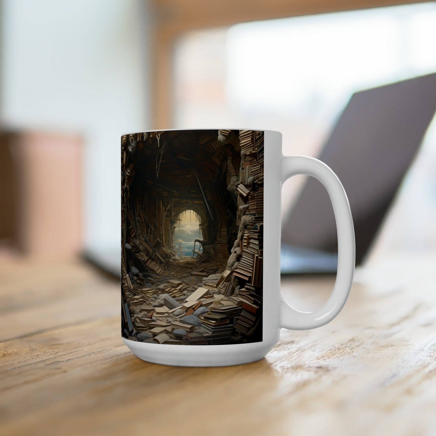 A Book piled 15oz White Mug
