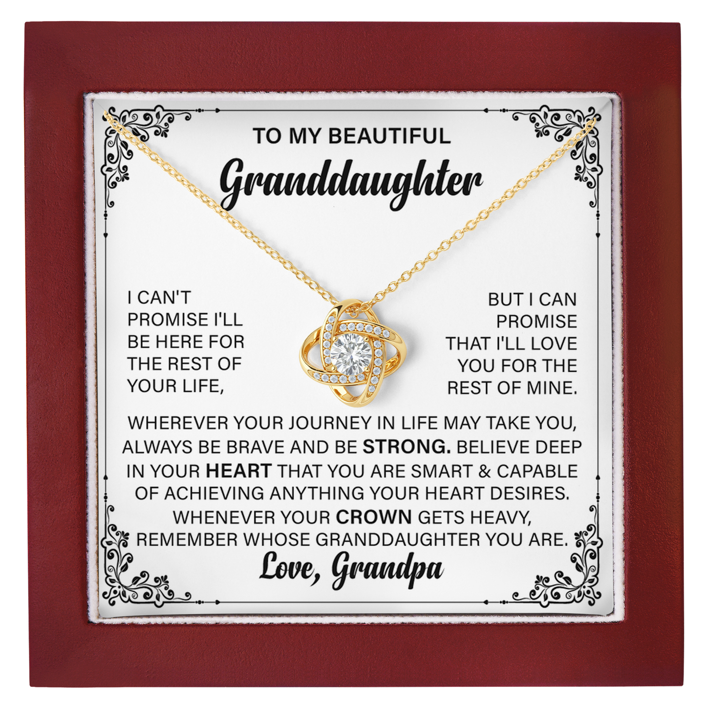 To My Granddaughter Love Knot Necklace For Her - Gift from Grandpa with Message