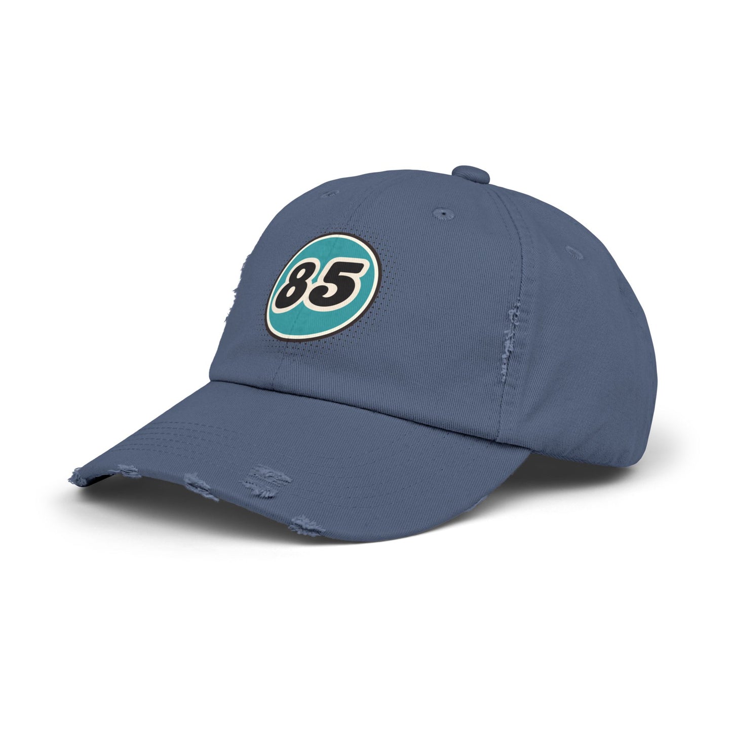 Retro 85 Distressed Black Baseball Dad Hat