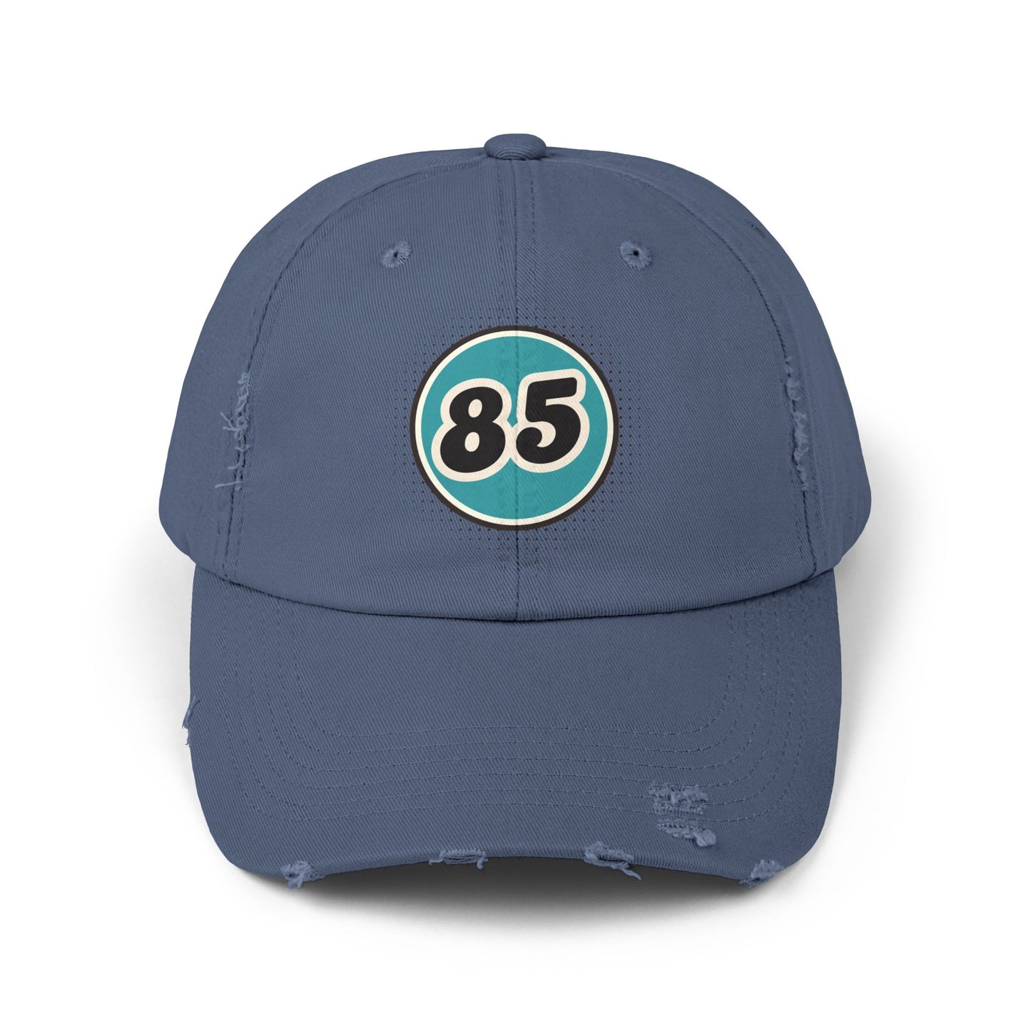 Retro 85 Distressed Black Baseball Dad Hat