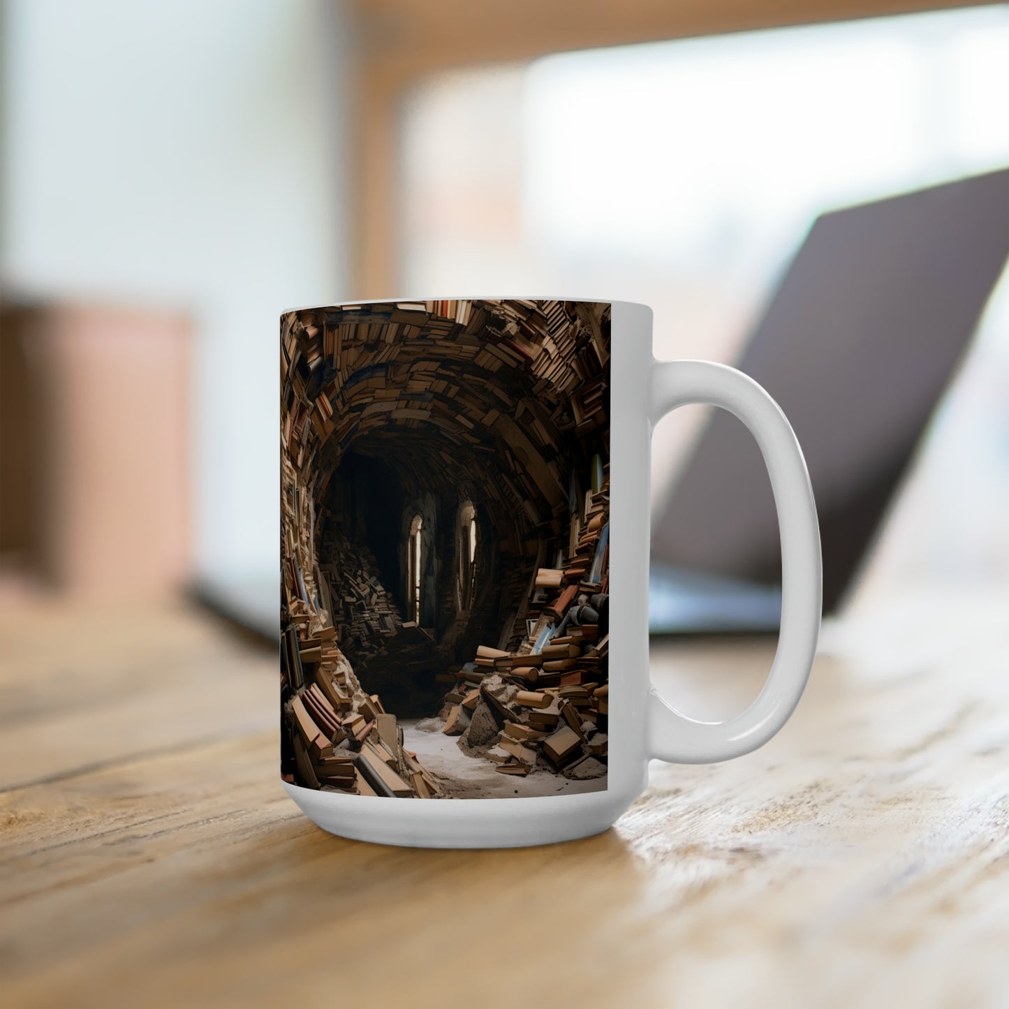 A Book piled 15oz White Mug