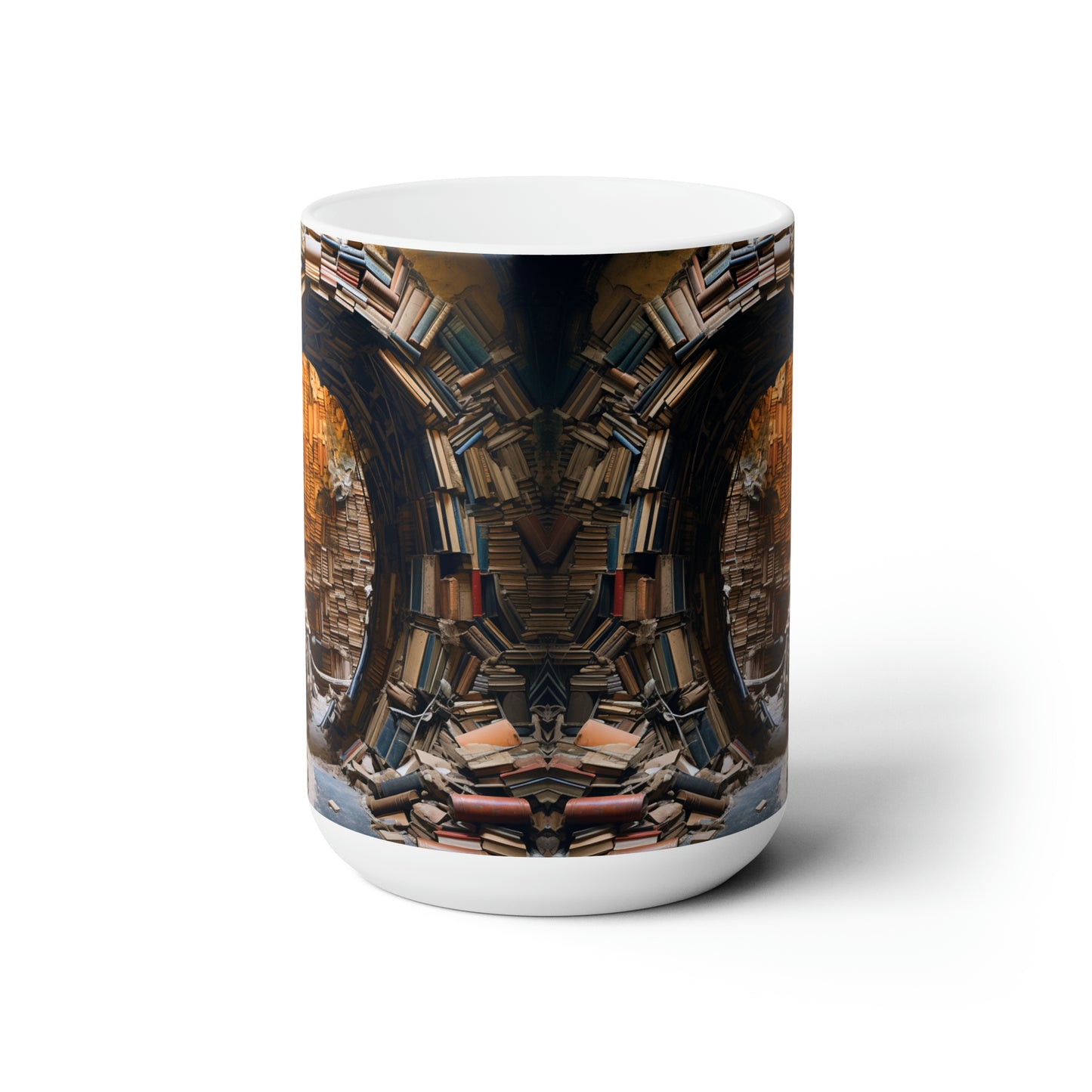 A Book piled 15oz White Mug
