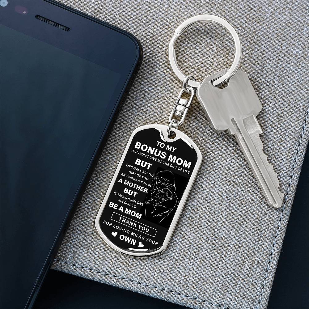 Bonus Mom Keychain Gift from Stepson or Stepdaughter