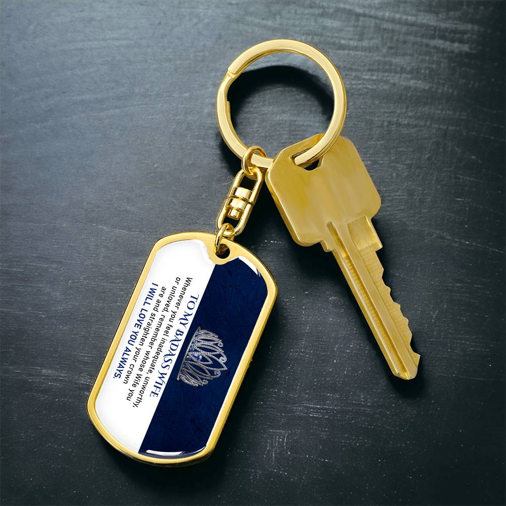 To My Badass Wife Keychain For Wife From Husband