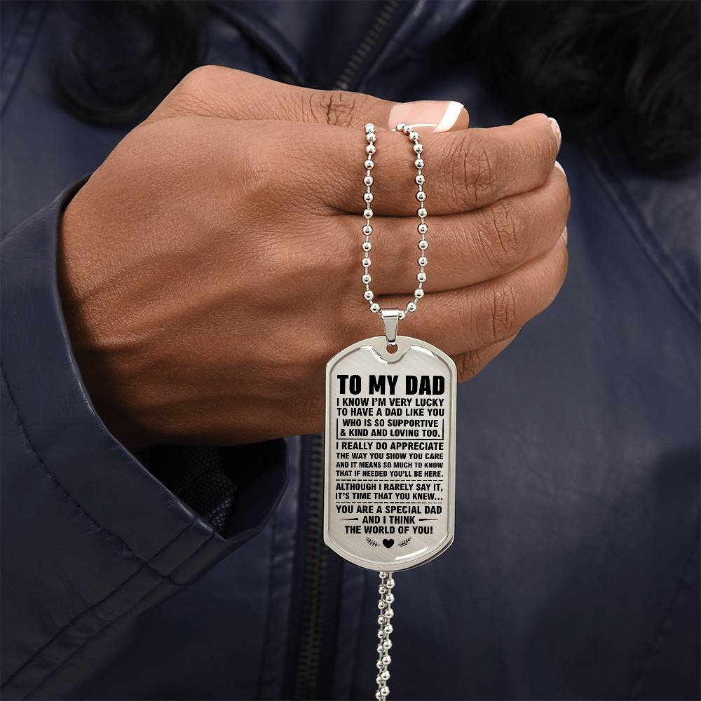 To My Dad Dog Tag Necklace – Gift from Son or Daughter