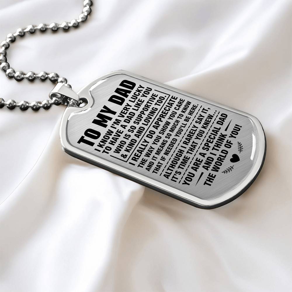 To My Dad Dog Tag Necklace – Gift from Son or Daughter