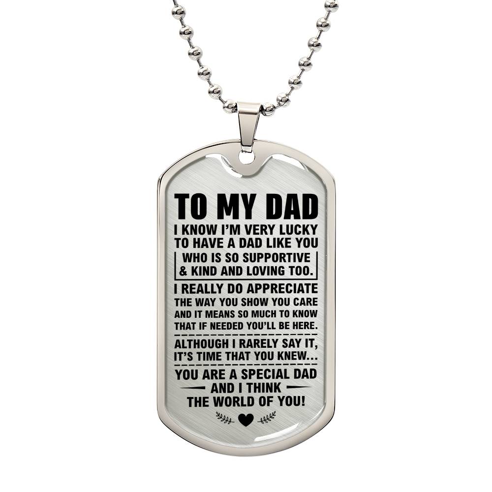 To My Dad Dog Tag Necklace – Gift from Son or Daughter