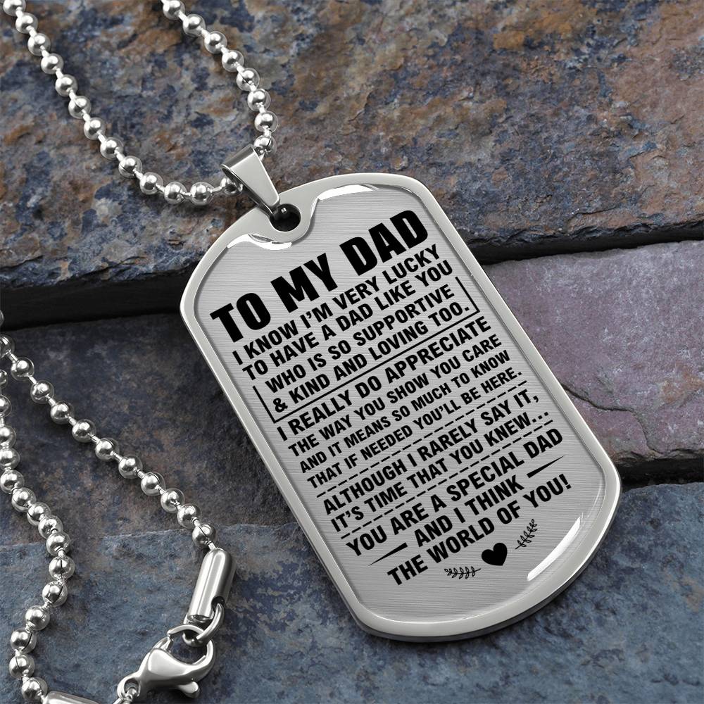 To My Dad Dog Tag Necklace – Gift from Son or Daughter