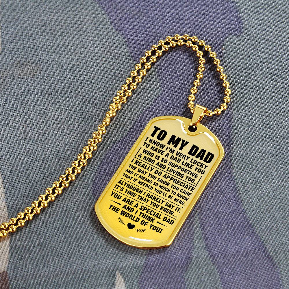 To My Dad Dog Tag Necklace – Gift from Son or Daughter