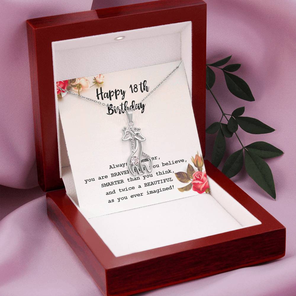 Happy 18th Birthday Necklcae Always Remember, giraff necklace