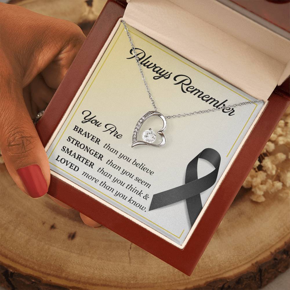 Black Ribbon Grief Support Necklace for Women