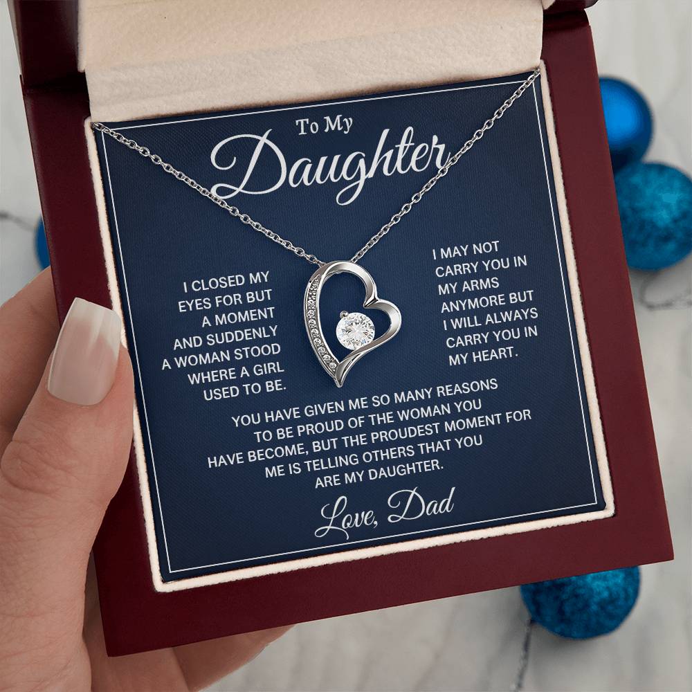 Emotional Dad to Daughter Gift – Heart Necklace with Loving Note