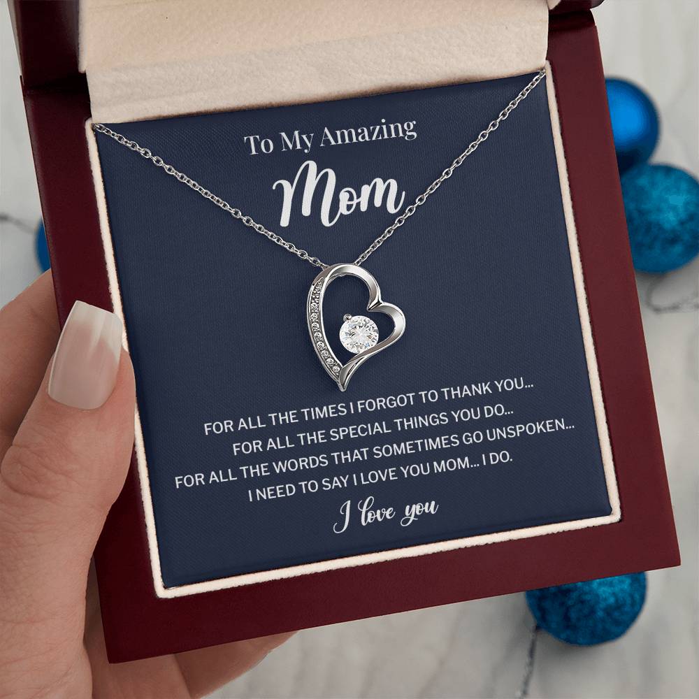 To My Mom Necklace Gift With Thank You Message Card