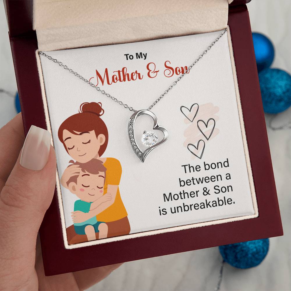 Mother and Son Necklace Gift with Unbreakable Bond Card