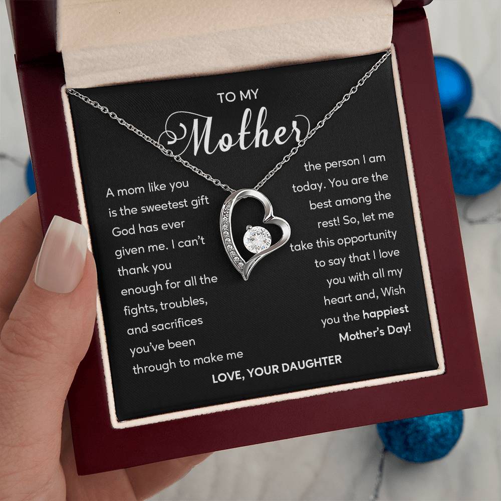 Heart Shape Necklace For Mom From Daughter With Gift Box