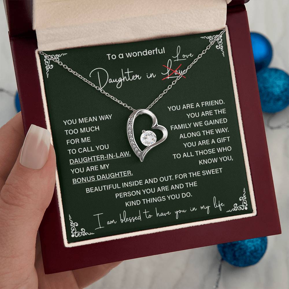 Bonus Daughter Necklace Gift – Daughter-in-Love Heart Pendant