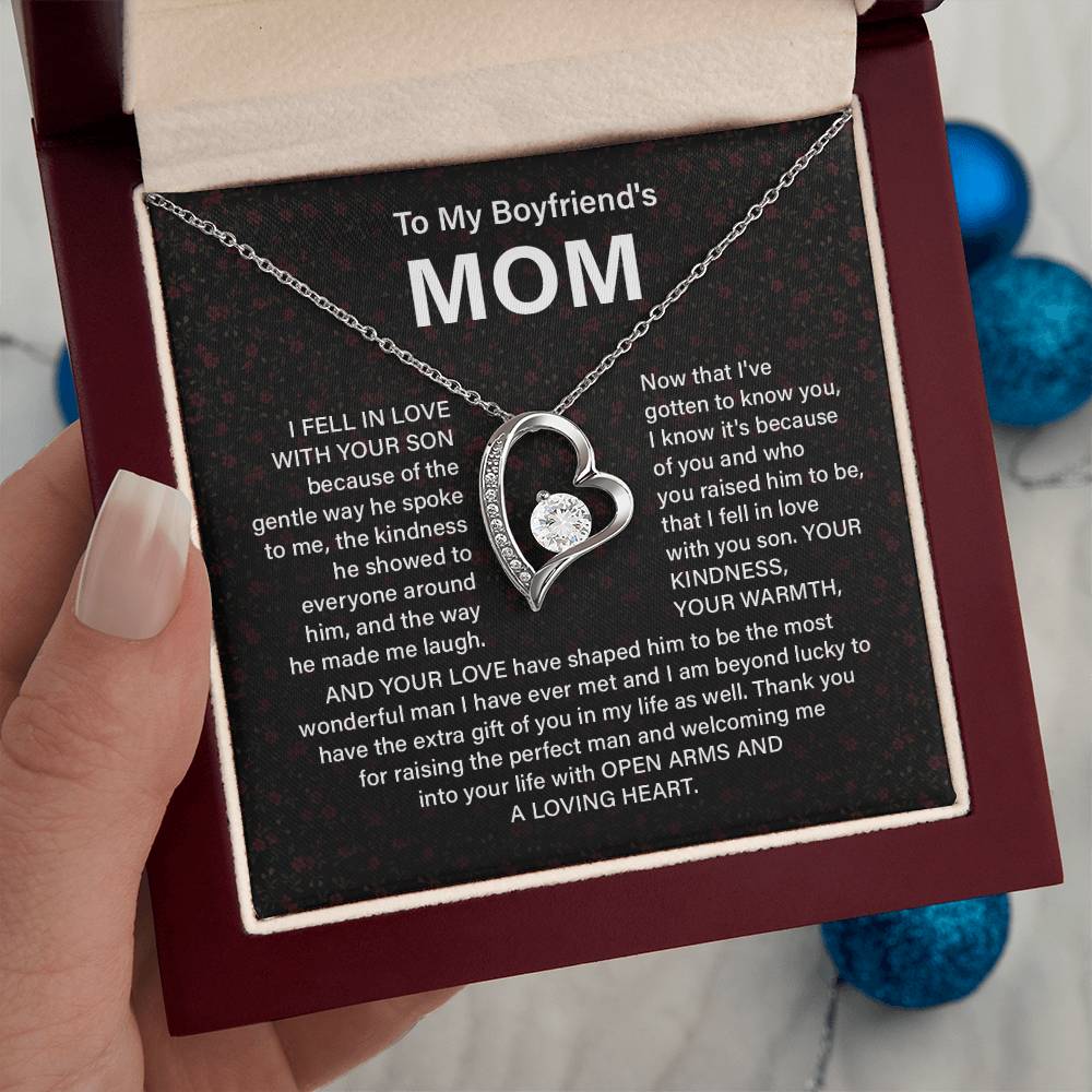 Boyfriend’s Mom Necklace Gift with Heart Pendant
