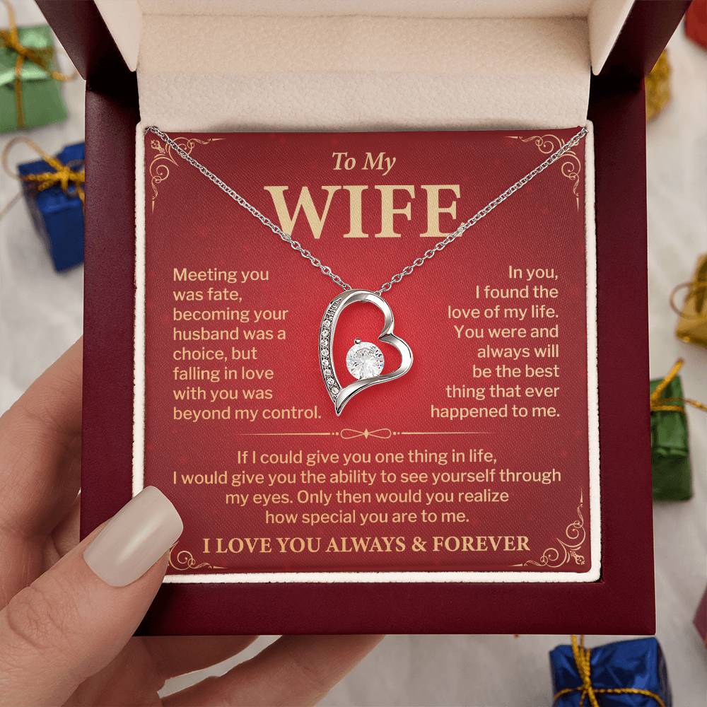 Wife Necklace Gift from Husband – Heart Pendant with Romantic Love Message Card